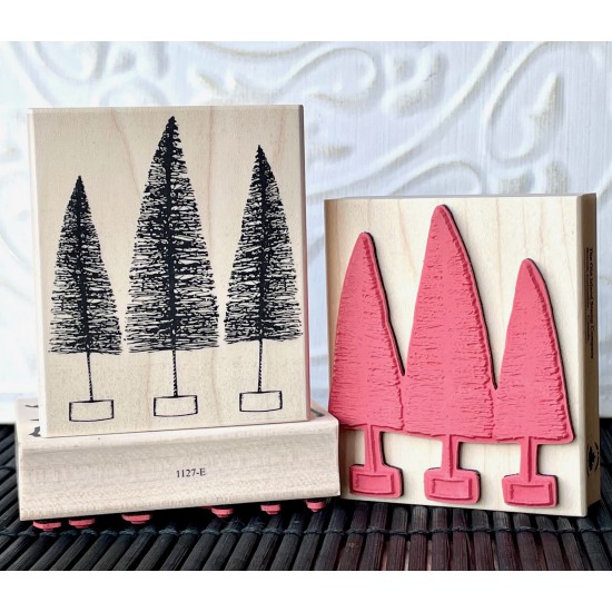 Bottle Brush Tree Rubber Stamp