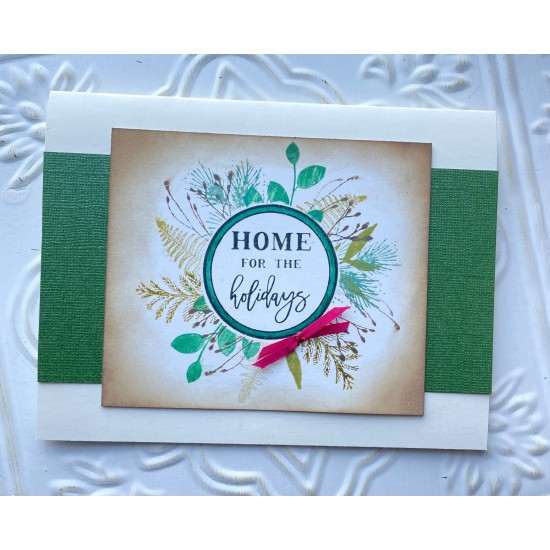 Home for Holidays Rubber Stamp