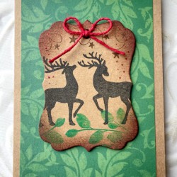 Dancing Deer Duo Rubber Stamp