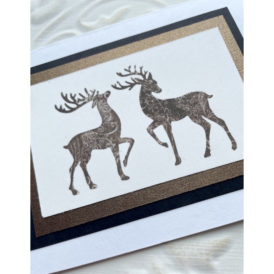 Dancing Deer Duo Rubber Stamp