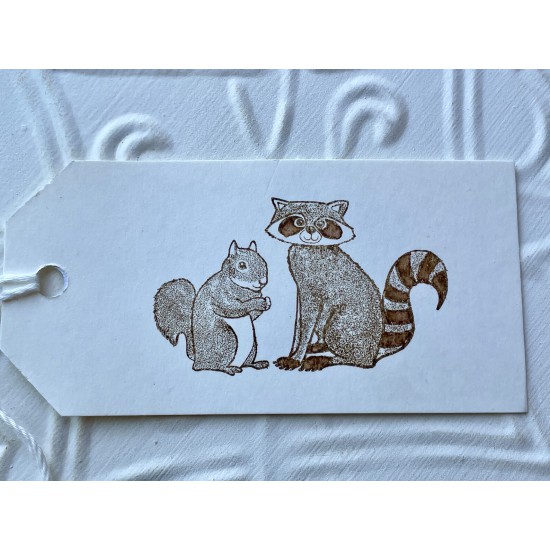 Furry Friends Raccoon and Squirrel Rubber Stamp 