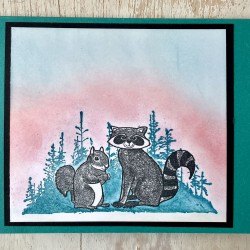 Furry Friends Raccoon and Squirrel Rubber Stamp  Furry Friends Raccoon and Squirrel Rubber Stamp