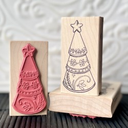 Claypot Christmas Tree Rubber Stamp