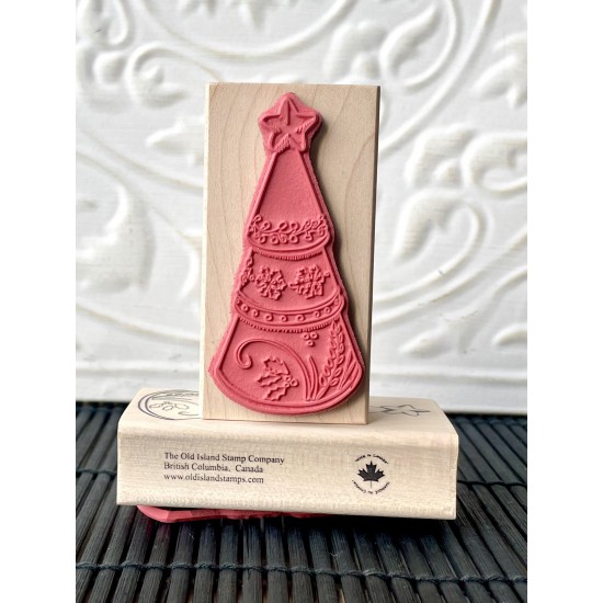 Claypot Christmas Tree Rubber Stamp