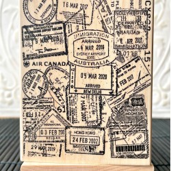Passport Collage Rubber Stamp