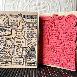 Passport Collage Rubber Stamp