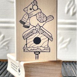 Christmas Cardinal Birdhouse Rubber Stamp Christmas Cardinal Birdhouse Rubber Stamp