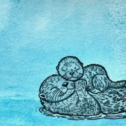 Sea Otter and Baby Rubber Stamp Sea Otter and Baby Rubber Stamp