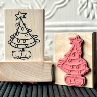 Sleepy Kitty Christmas Tree Rubber Stamp Sleepy Kitty Christmas Tree Rubber Stamp