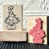 Sleepy Kitty Christmas Tree Rubber Stamp