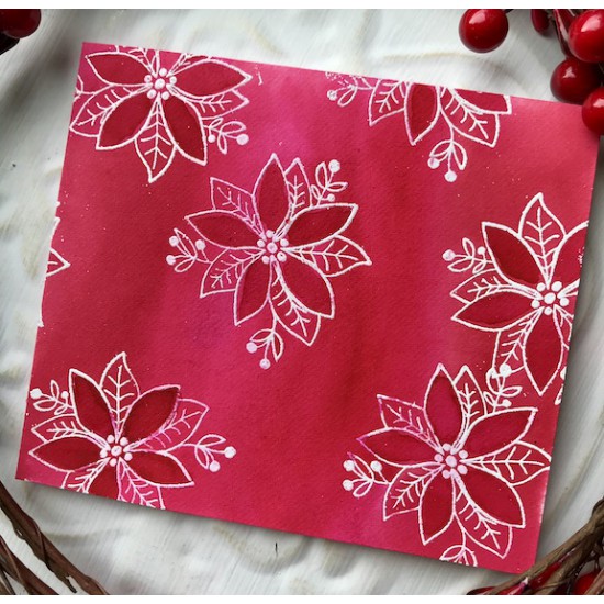 Christmas Poinsettia Rubber Stamp