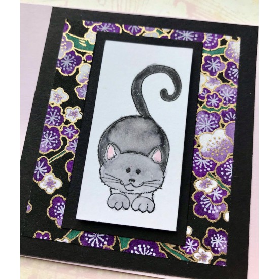 Crouching Kitty cat rubber stamp from oldislandstamps