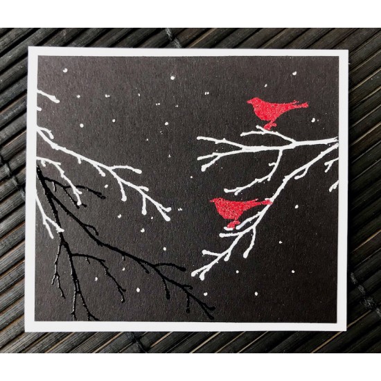 Winter Branch Rubber Stamp