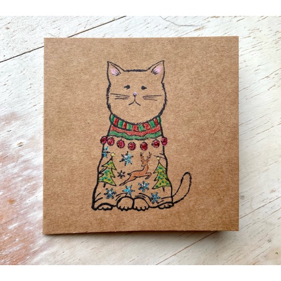 Grumpy Christmas Cat Rubber Stamp