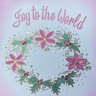 Holly and Poinsettia Wreath Rubber Stamp