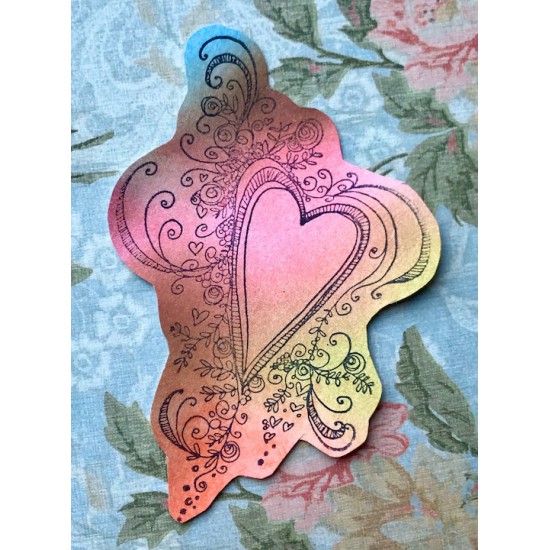 Fancy Heart Rubber Stamp