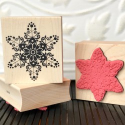 HAMPTON ART SNOWFLAKE Large Background Silhouette Wood Mounted Rubber Stamp 