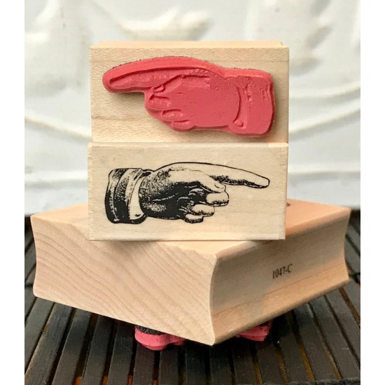 That Way Pointing Finger Rubber Stamp