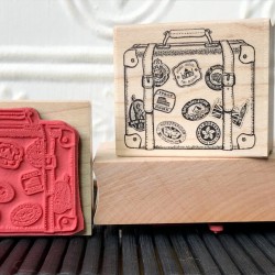 World Traveller Vintage Suitcase Rubber Stamp