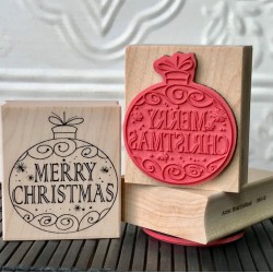 Merry Christmas Ball Decoration Rubber Stamp