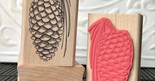 Mini Pinecone Rubber Stamp