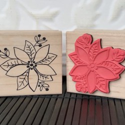 Christmas Poinsettia Rubber Stamp Christmas Poinsettia Rubber Stamp