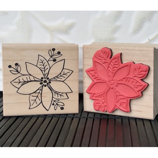 Christmas Poinsettia Rubber Stamp