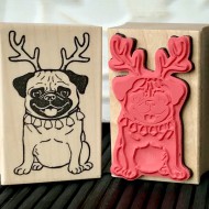 Happy Christmas Pug Rubber Stamp Happy Christmas Pug Rubber Stamp