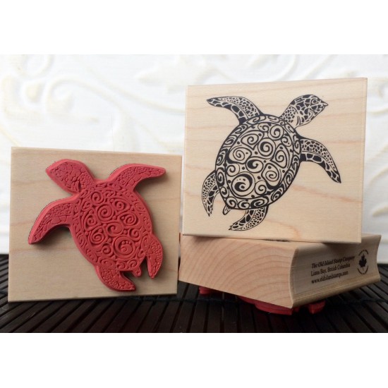 Tropical Sea Turtle Rubber Stamp