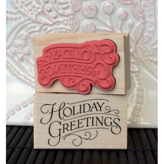 Holiday Greetings Rubber Stamp