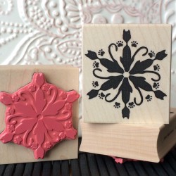 SNOWFLAKE HAMPTON ART Large Background Silhouette Wood Mounted Rubber Stamp 