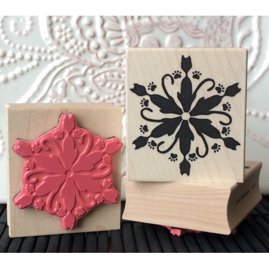 Frosty Feline Snowflake Rubber Stamp