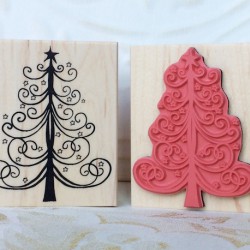 Starry Christmas Tree Rubber Stamp