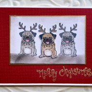 Happy Christmas Pug Rubber Stamp Happy Christmas Pug Rubber Stamp