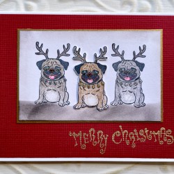 Happy Christmas Pug Rubber Stamp Happy Christmas Pug Rubber Stamp