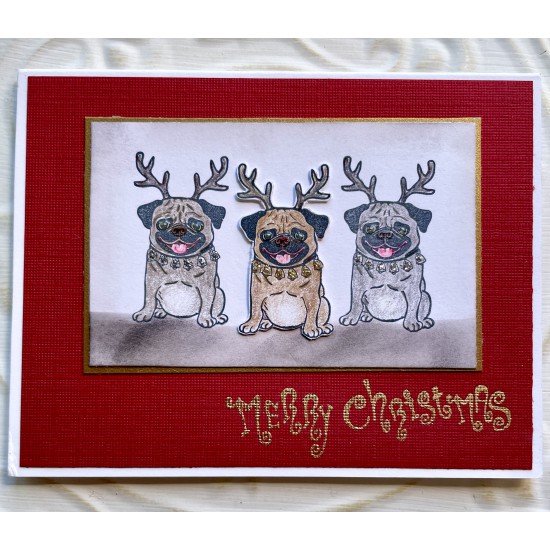Happy Christmas Pug Rubber Stamp Happy Christmas Pug Rubber Stamp