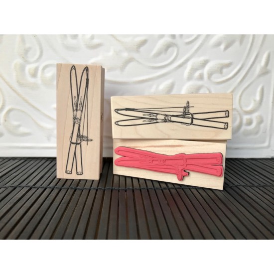 Vintage Skis Rubber Stamp