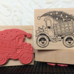 Vintage Truck with Christmas Tree Rubber Stamp