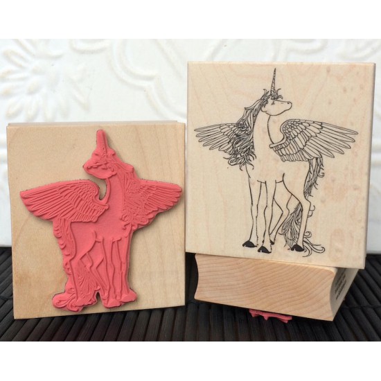Winged Unicorn Rubber Stamp