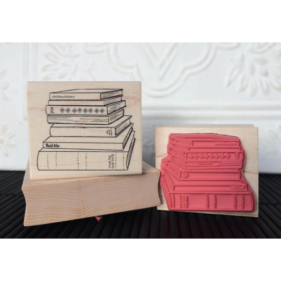 Stack of Books Rubber Stamp