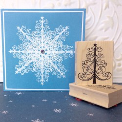 Starry Christmas Tree Rubber Stamp