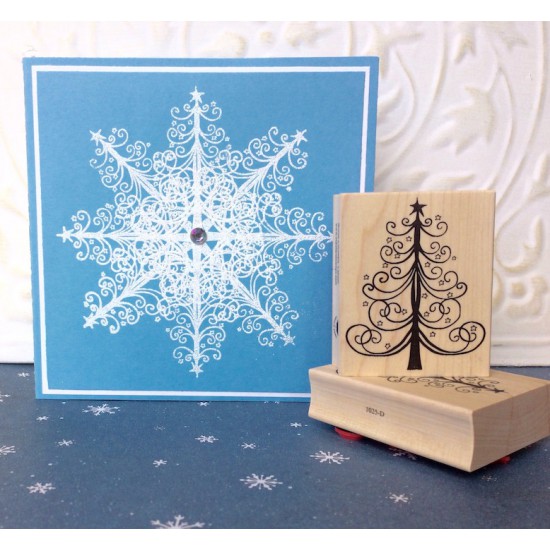 Starry Christmas Tree Rubber Stamp