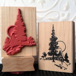 Moonlight Cabin Rubber Stamp