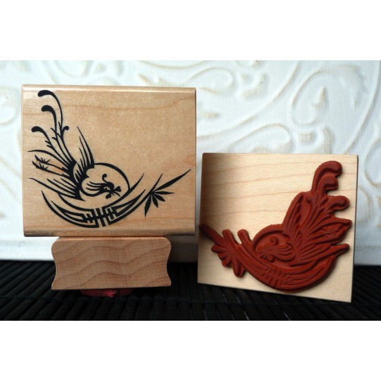 Phoenix and Shou Rubber Stamp