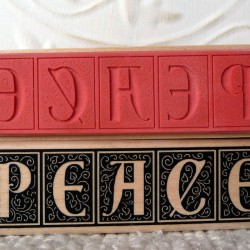 Peace Block Print Script Rubber Stamp