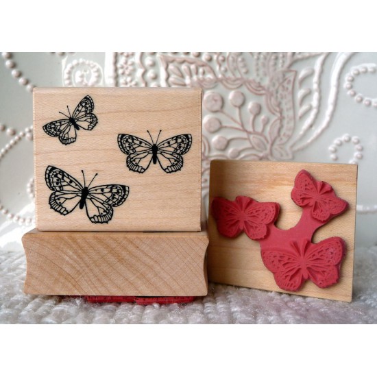Three Butterflies Rubber Stamp