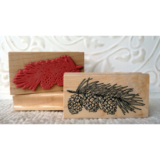 Pine Cone Branch Rubber Stamp