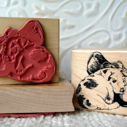 Pup with Shoe Rubber Stamp