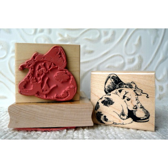 Pup with Shoe Rubber Stamp