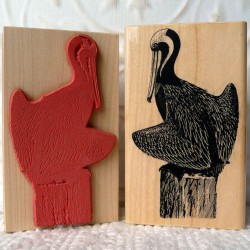 Brown Pelican Bird Rubber Stamp
